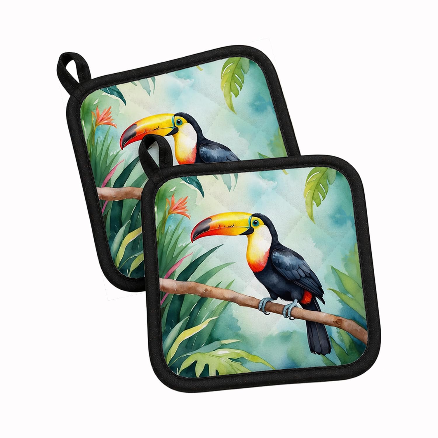 Carolines Treasures Toucan Pair of Pot Holders Kitchen Heat Resistant Pot Holders Sets Oven Hot Pads for Cooking Baking BBQ, 7 1/2 x 7 1/2