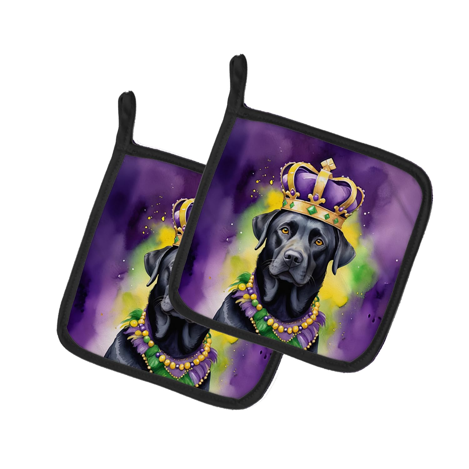 Carolines Treasures Labrador Retriever King of Mardi Gras Pair of Pot Holders Kitchen Heat Resistant Pot Holders Sets Oven Hot Pads for Cooking Baking BBQ, 7 1/2 x 7 1/2