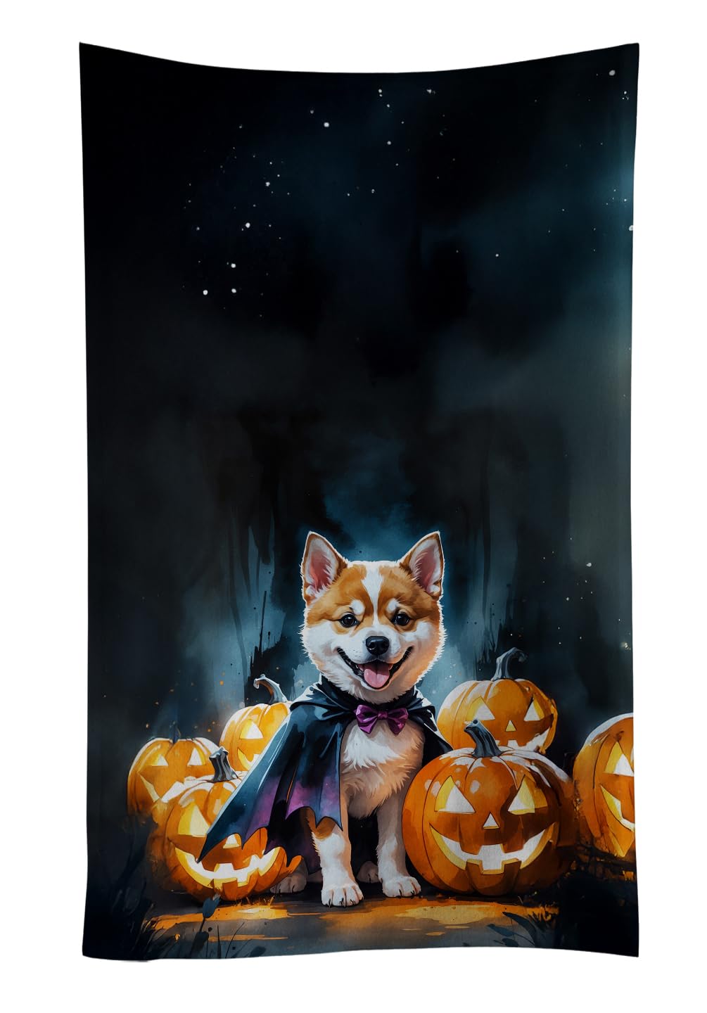 Carolines Treasures Akita Puppy Halloween Kitchen Towel Dish Cloths Guest Hand Towel Decorative Bathroom Towel for Face,Tea, Dishcloth, Kitchen and Bath