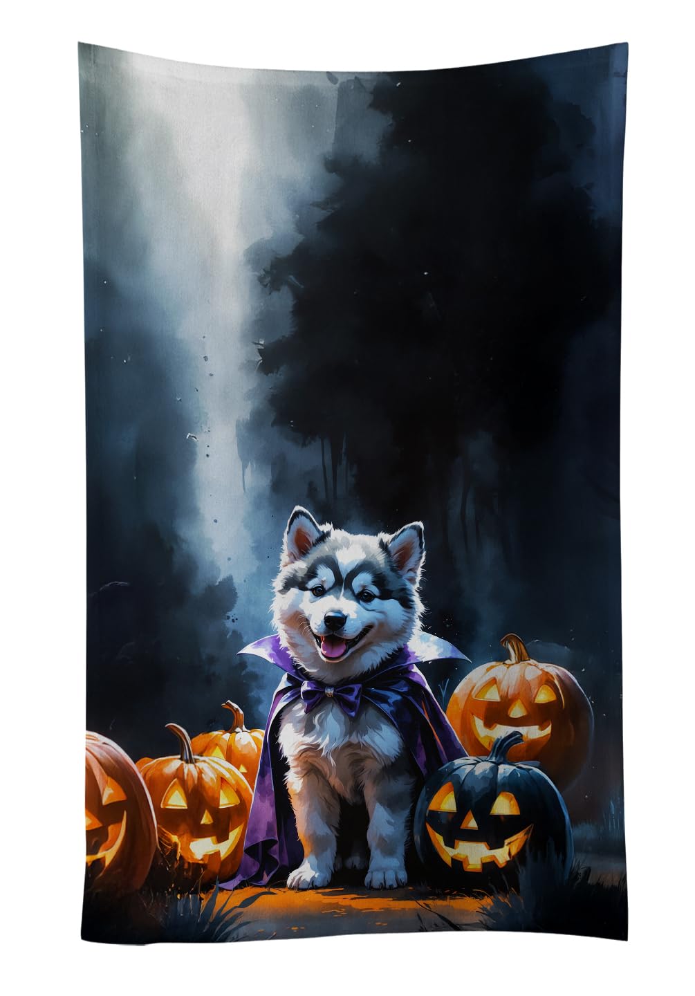 Carolines Treasures Alaskan Malamute Puppy Halloween Kitchen Towel Dish Cloths Guest Hand Towel Decorative Bathroom Towel for Face,Tea, Dishcloth, Kitchen and Bath