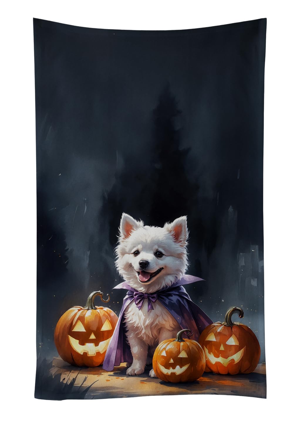 Carolines Treasures American Eskimo Puppy Halloween Kitchen Towel Dish Cloths Guest Hand Towel Decorative Bathroom Towel for Face,Tea, Dishcloth, Kitchen and Bath