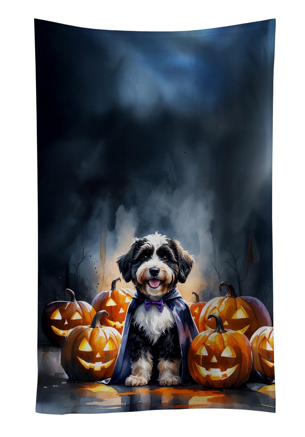 Carolines Treasures Bernedoodle Puppy Halloween Kitchen Towel Dish Cloths Guest Hand Towel Decorative Bathroom Towel for Face,Tea, Dishcloth, Kitchen and Bath
