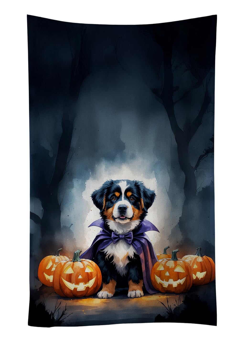 Carolines Treasures Bernese Mountain Dog Puppy Halloween Kitchen Towel Dish Cloths Guest Hand Towel Decorative Bathroom Towel for Face,Tea, Dishcloth, Kitchen and Bath