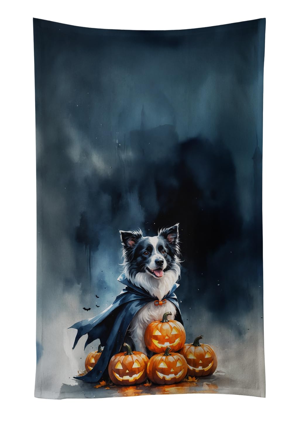 Carolines Treasures Border Collie Puppy Halloween Kitchen Towel Dish Cloths Guest Hand Towel Decorative Bathroom Towel for Face,Tea, Dishcloth, Kitchen and Bath