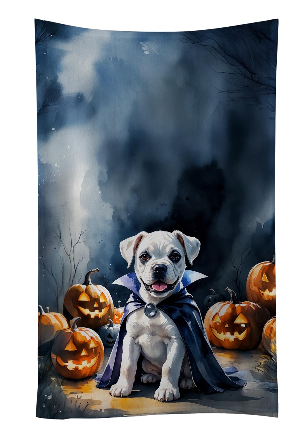 Carolines Treasures White Boxer Puppy Halloween Kitchen Towel Dish Cloths Guest Hand Towel Decorative Bathroom Towel for Face,Tea, Dishcloth, Kitchen and Bath