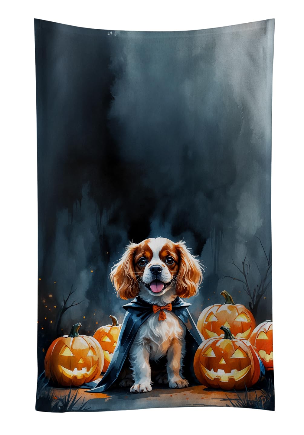 Carolines Treasures Cavalier Spaniel Puppy Halloween Kitchen Towel Dish Cloths Guest Hand Towel Decorative Bathroom Towel for Face,Tea, Dishcloth, Kitchen and Bath