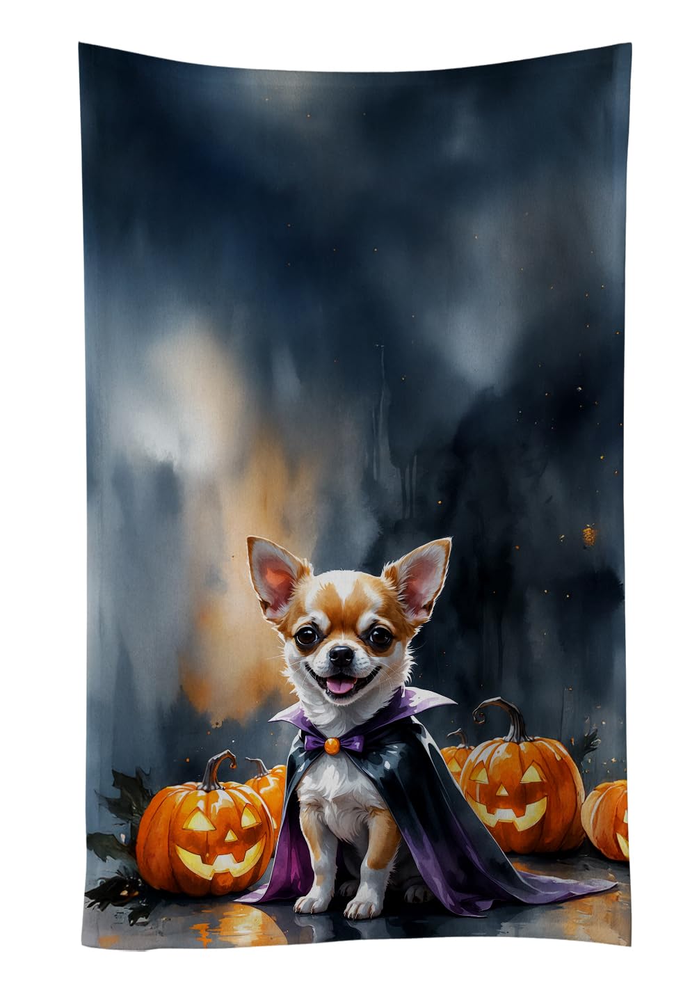 Carolines Treasures Chihuahua Puppy Halloween Kitchen Towel Dish Cloths Guest Hand Towel Decorative Bathroom Towel for Face,Tea, Dishcloth, Kitchen and Bath