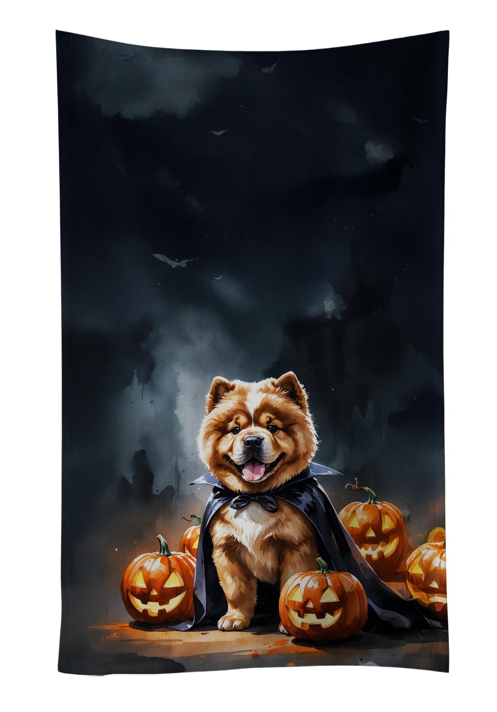 Carolines Treasures Chow Chow Puppy Halloween Kitchen Towel Dish Cloths Guest Hand Towel Decorative Bathroom Towel for Face,Tea, Dishcloth, Kitchen and Bath