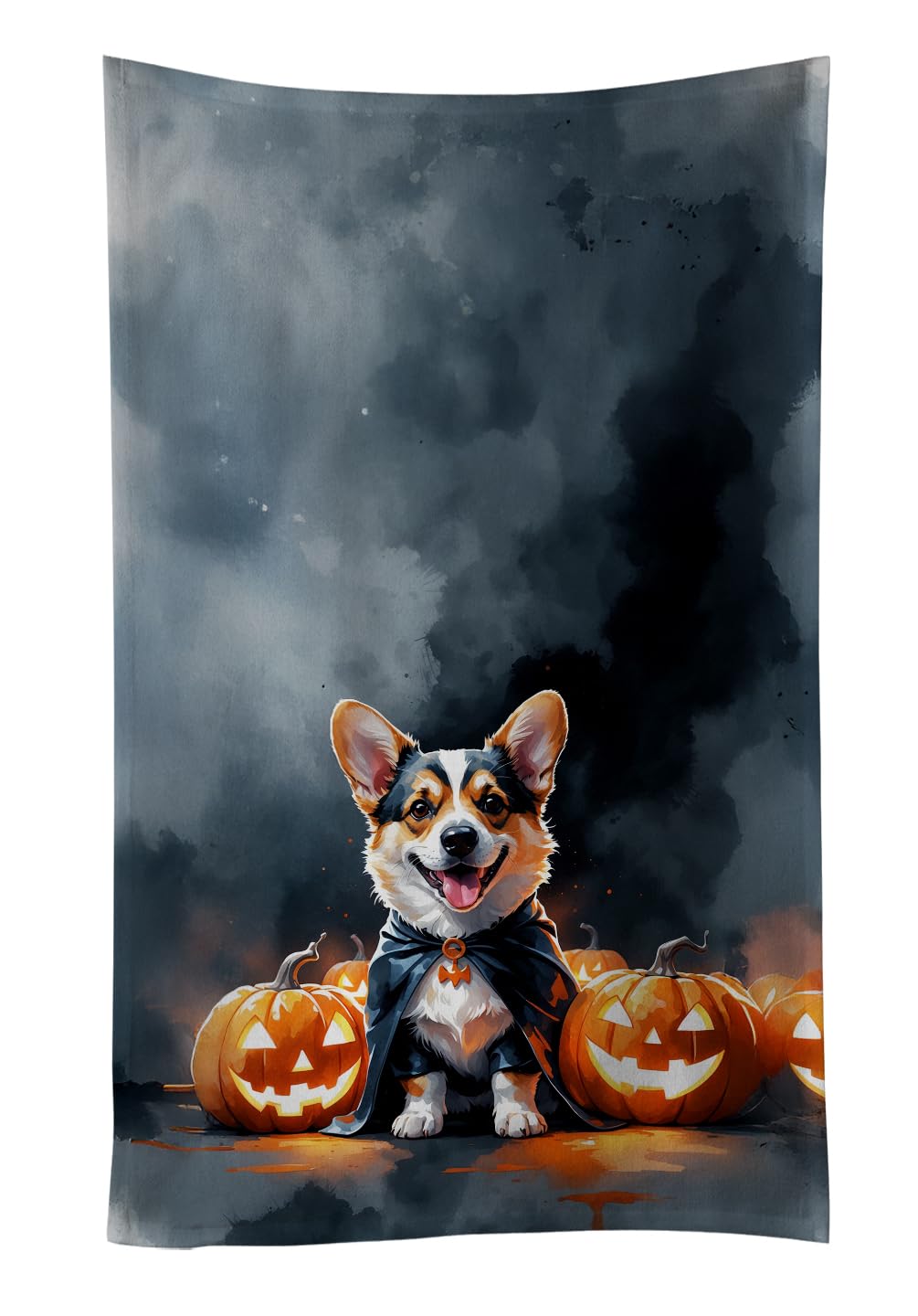 Carolines Treasures Corgi Puppy Halloween Kitchen Towel Dish Cloths Guest Hand Towel Decorative Bathroom Towel for Face,Tea, Dishcloth, Kitchen and Bath