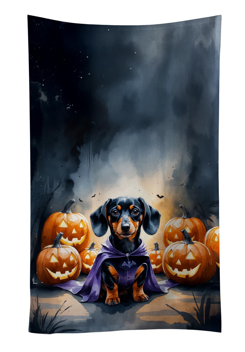Carolines Treasures Dachshund Puppy Halloween Kitchen Towel Dish Cloths Guest Hand Towel Decorative Bathroom Towel for Face,Tea, Dishcloth, Kitchen and Bath