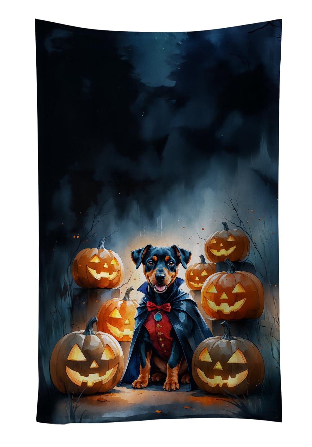 Carolines Treasures Doberman Pinscher Puppy Halloween Kitchen Towel Dish Cloths Guest Hand Towel Decorative Bathroom Towel for Face,Tea, Dishcloth, Kitchen and Bath