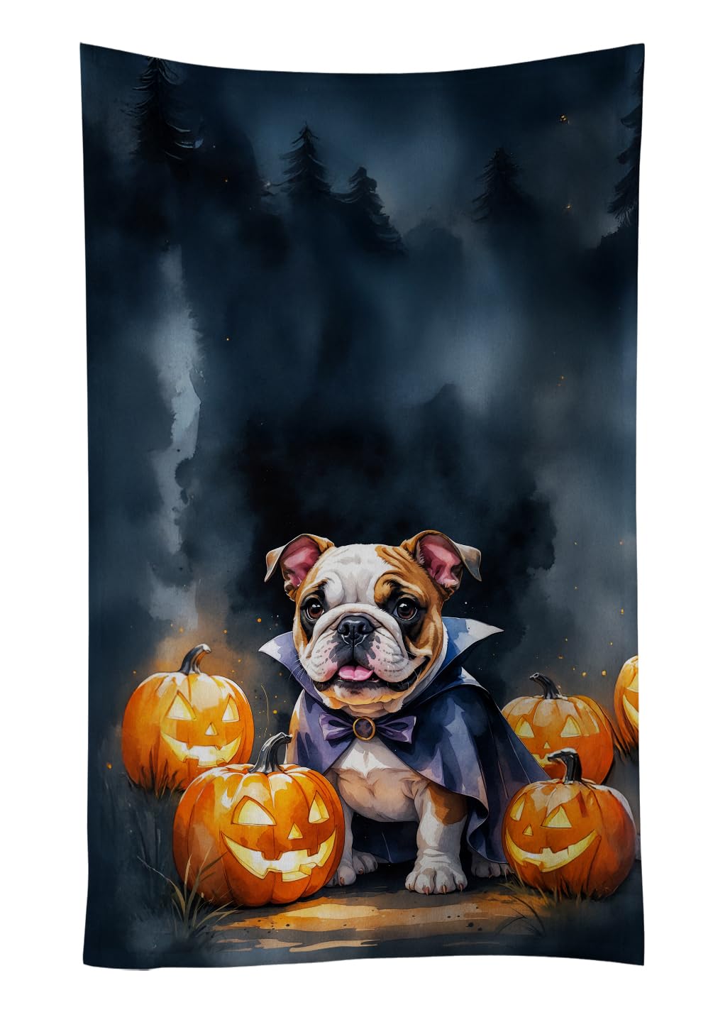 Carolines Treasures English Bulldog Puppy Halloween Kitchen Towel Dish Cloths Guest Hand Towel Decorative Bathroom Towel for Face,Tea, Dishcloth, Kitchen and Bath