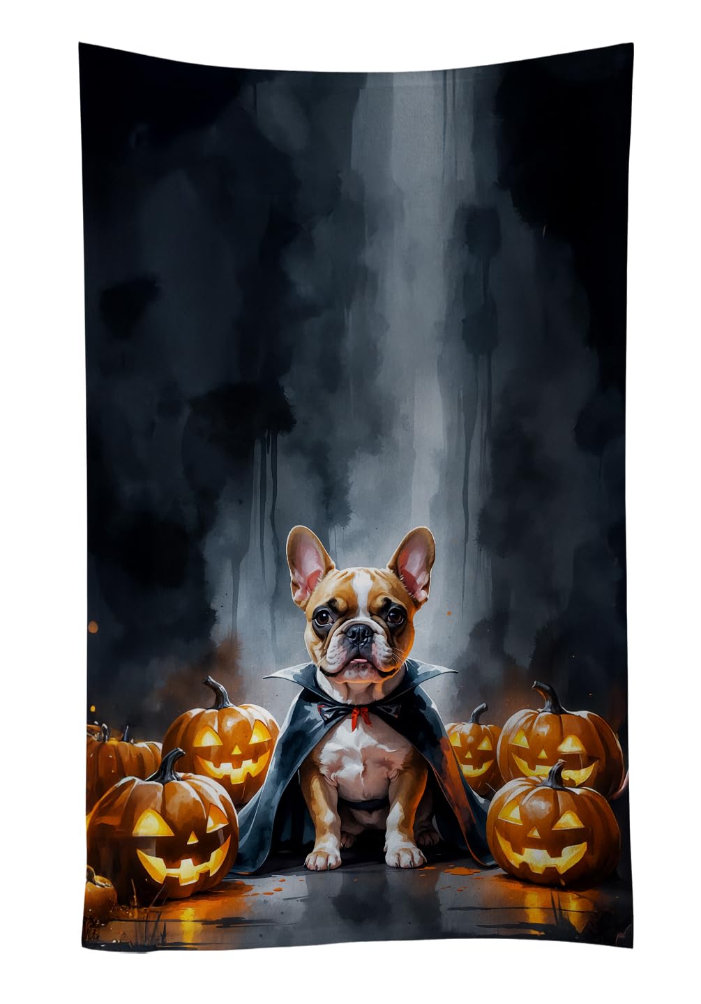 Carolines Treasures French Bulldog Puppy Halloween Kitchen Towel Dish Cloths Guest Hand Towel Decorative Bathroom Towel for Face,Tea, Dishcloth, Kitchen and Bath