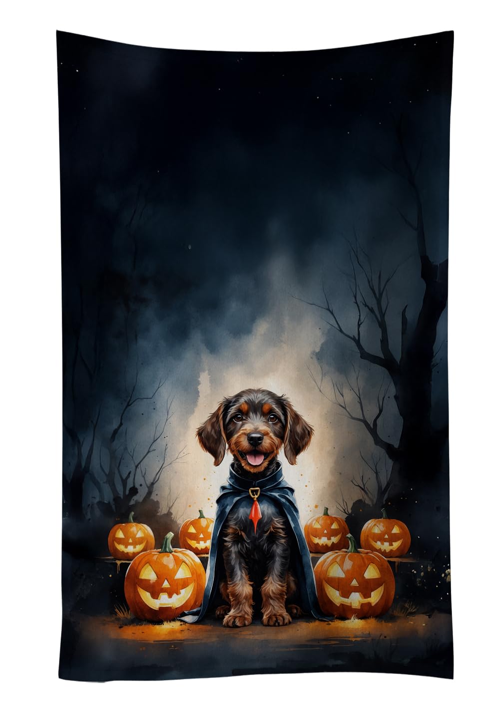 Carolines Treasures German Wirehaired Pointer Puppy Halloween Kitchen Towel Dish Cloths Guest Hand Towel Decorative Bathroom Towel for Face,Tea, Dishcloth, Kitchen and Bath