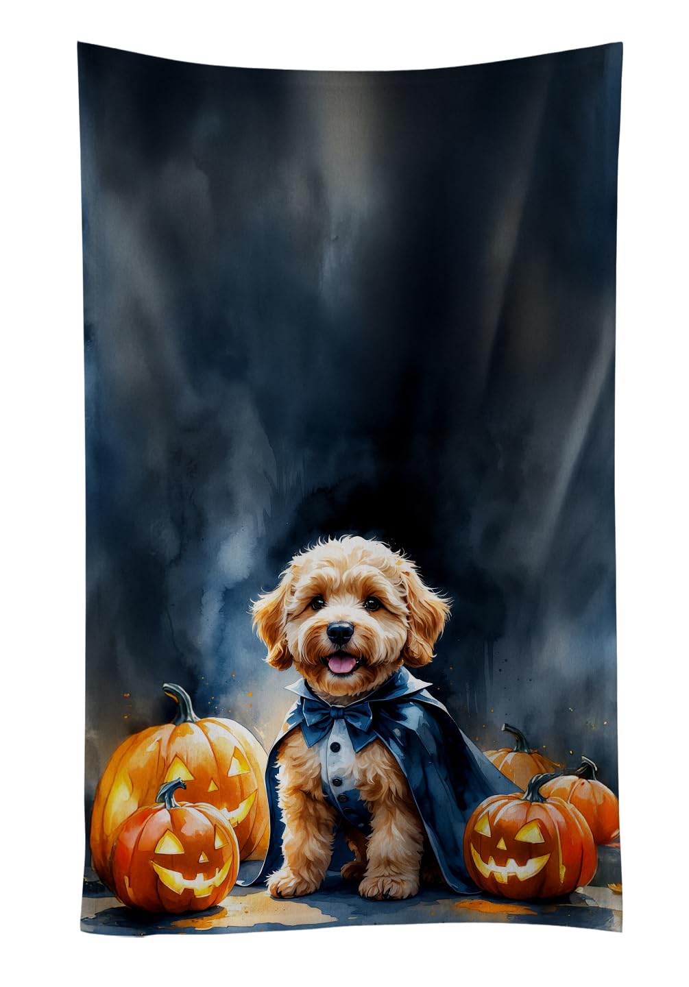 Carolines Treasures Goldendoodle Puppy Halloween Kitchen Towel Dish Cloths Guest Hand Towel Decorative Bathroom Towel for Face,Tea, Dishcloth, Kitchen and Bath