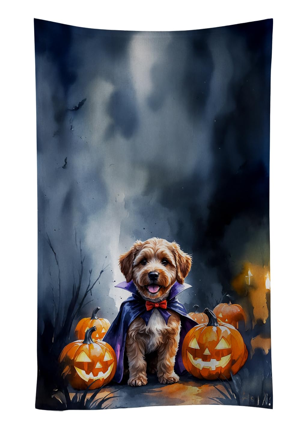 Carolines Treasures Chocolate Labradoodle Puppy Halloween Kitchen Towel Dish Cloths Guest Hand Towel Decorative Bathroom Towel for Face,Tea, Dishcloth, Kitchen and Bath
