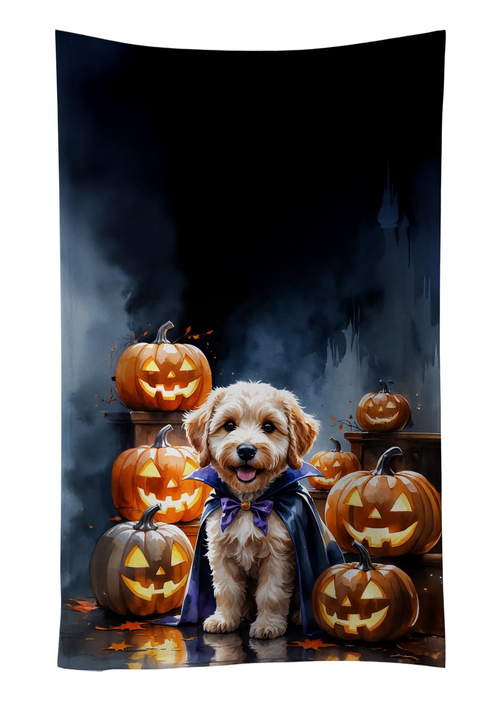 Carolines Treasures Labradoodle Puppy Halloween Kitchen Towel Dish Cloths Guest Hand Towel Decorative Bathroom Towel for Face,Tea, Dishcloth, Kitchen and Bath