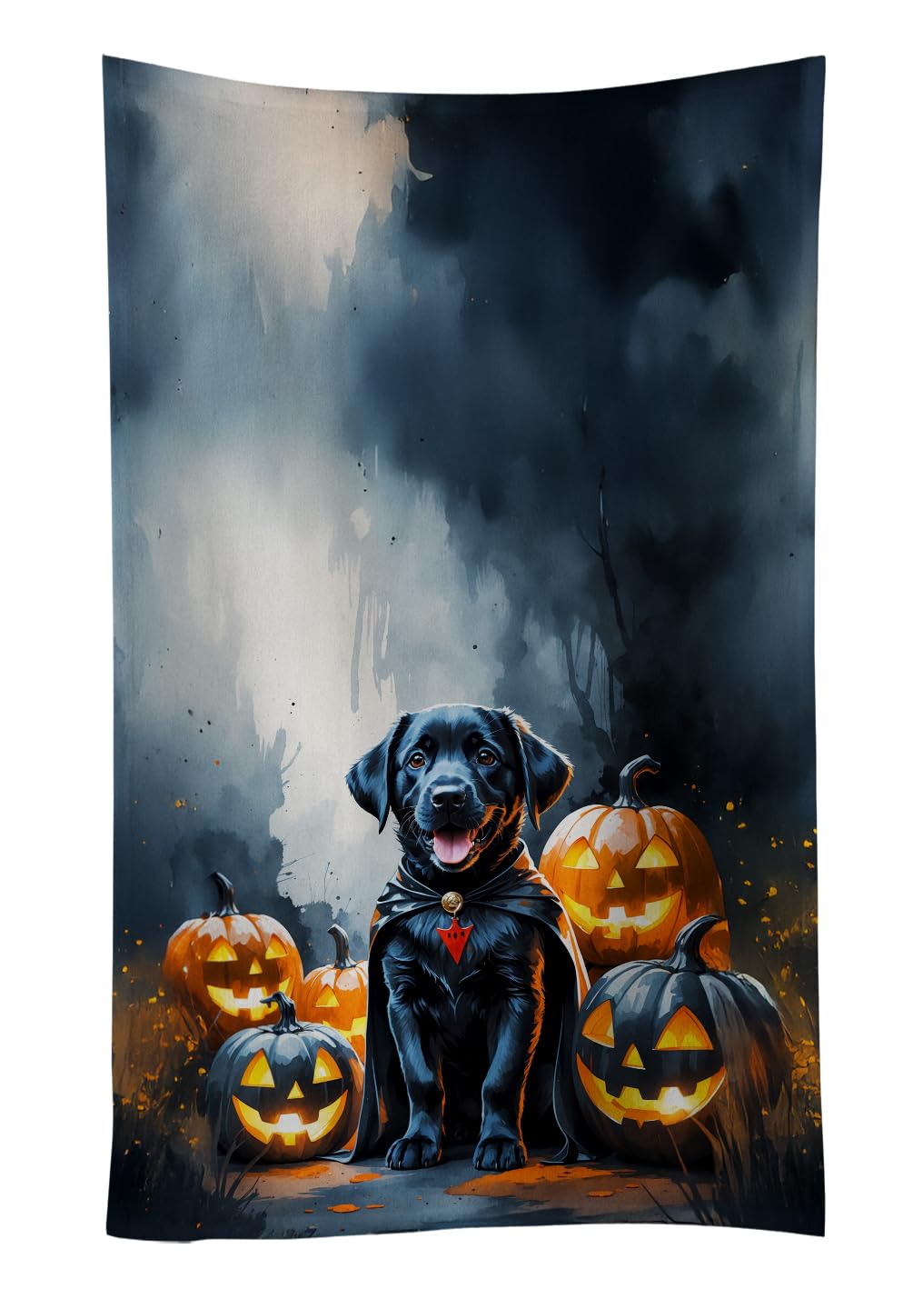 Carolines Treasures Black Labrador Retriever Puppy Halloween Kitchen Towel Dish Cloths Guest Hand Towel Decorative Bathroom Towel for Face,Tea, Dishcloth, Kitchen and Bath