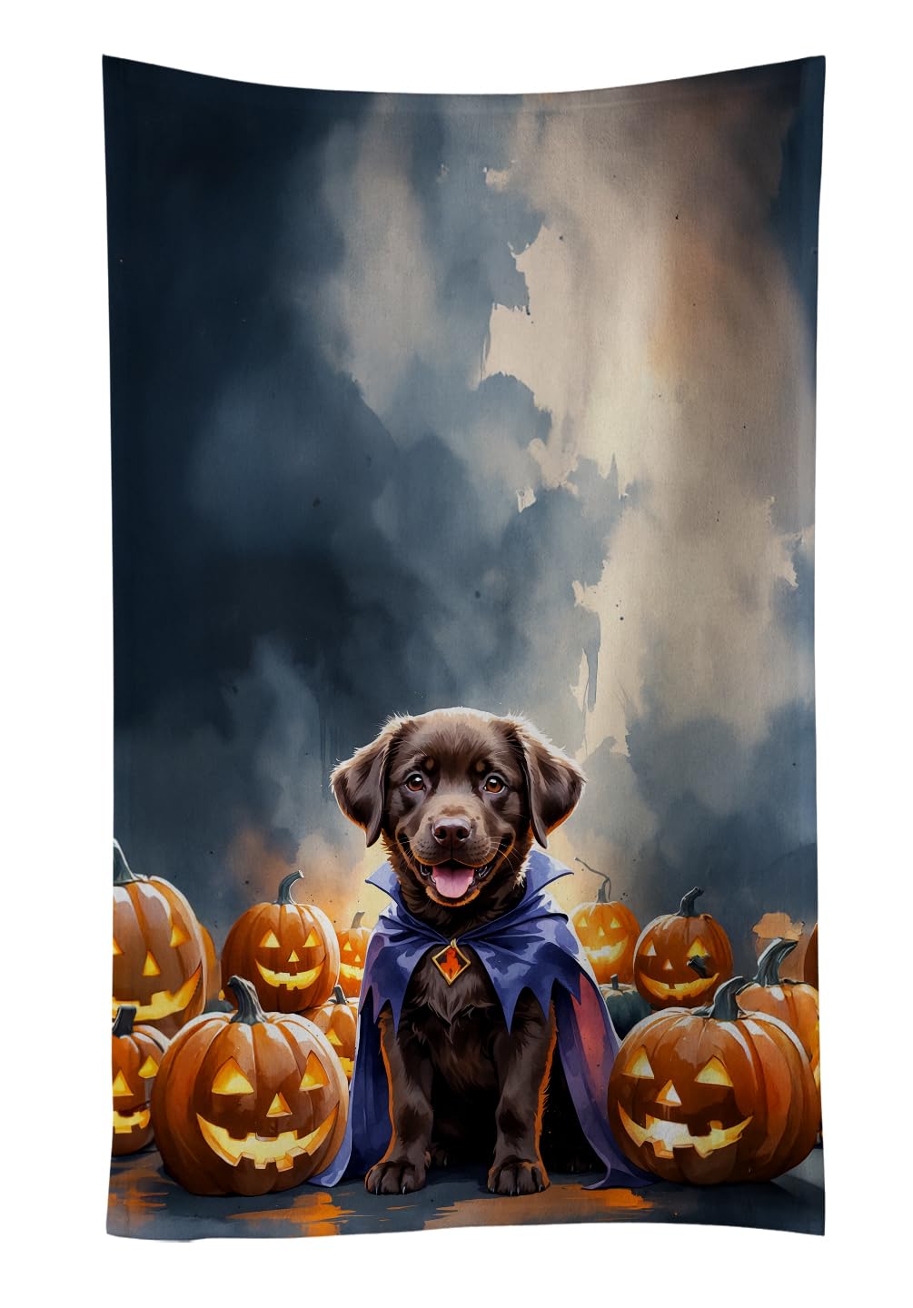 Carolines Treasures Chocolate Labrador Retriever Puppy Halloween Kitchen Towel Dish Cloths Guest Hand Towel Decorative Bathroom Towel for Face,Tea, Dishcloth, Kitchen and Bath