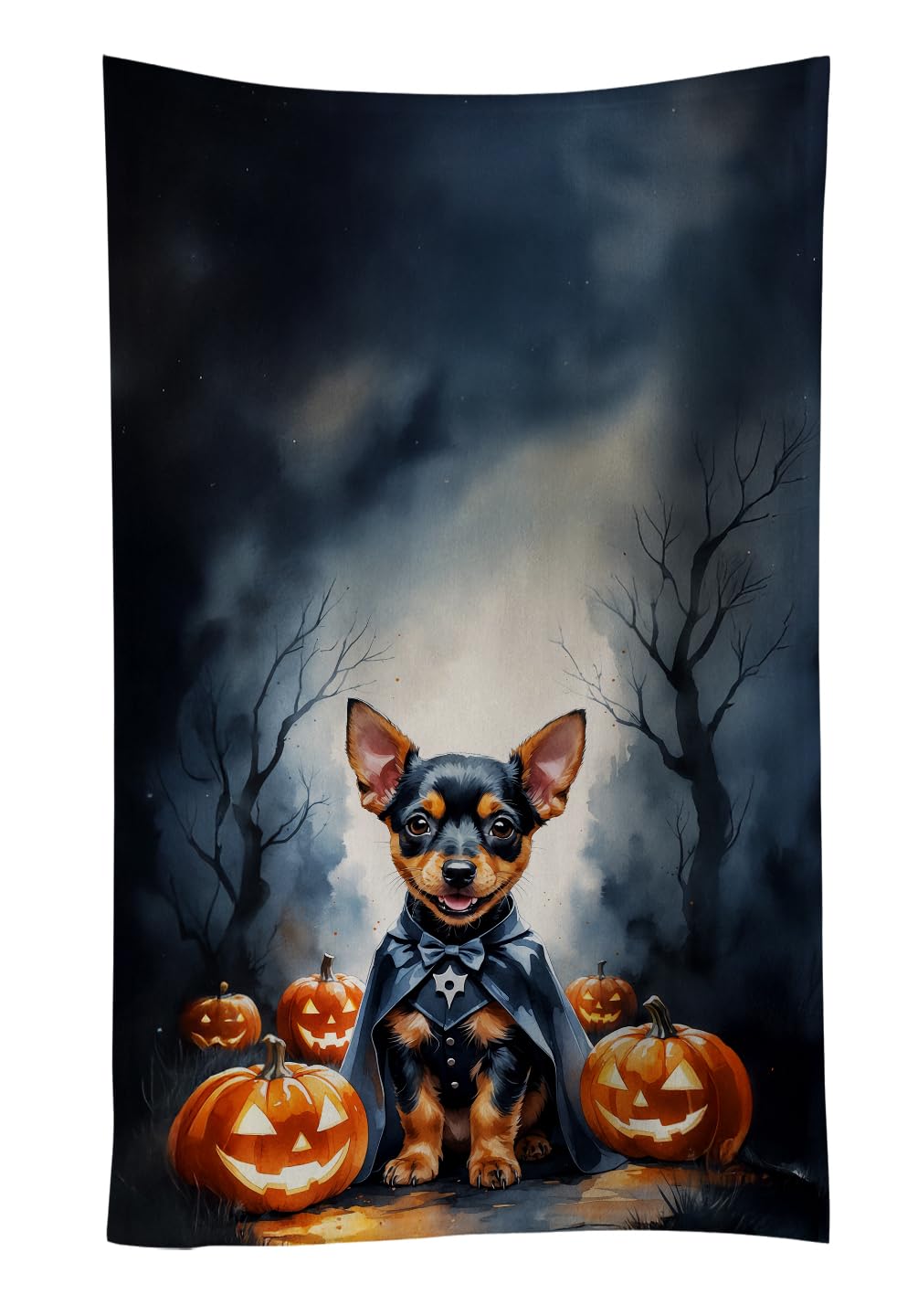 Carolines Treasures Miniature Pinscher Puppy Halloween Kitchen Towel Dish Cloths Guest Hand Towel Decorative Bathroom Towel for Face,Tea, Dishcloth, Kitchen and Bath