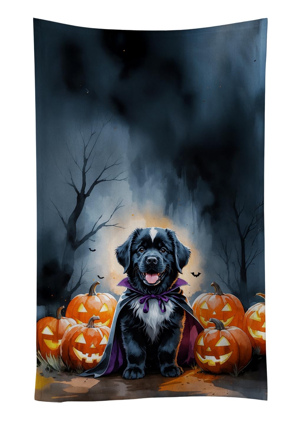 Carolines Treasures Newfoundland Puppy Halloween Kitchen Towel Dish Cloths Guest Hand Towel Decorative Bathroom Towel for Face,Tea, Dishcloth, Kitchen and Bath
