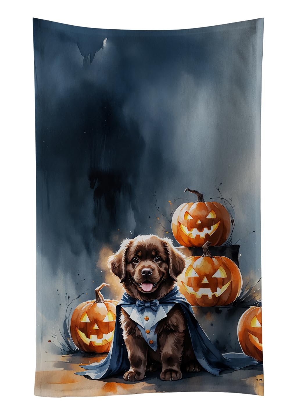 Carolines Treasures Chocolate Newfoundland Puppy Halloween Kitchen Towel Dish Cloths Guest Hand Towel Decorative Bathroom Towel for Face,Tea, Dishcloth, Kitchen and Bath