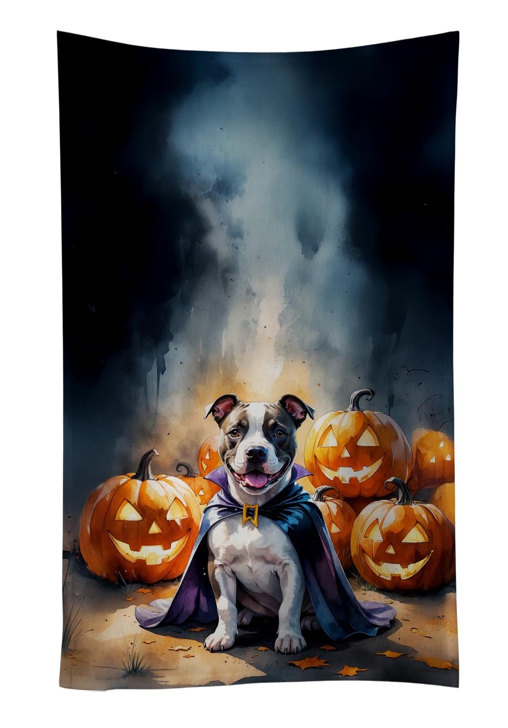 Carolines Treasures Pit Bull Terrier Puppy Halloween Kitchen Towel Dish Cloths Guest Hand Towel Decorative Bathroom Towel for Face,Tea, Dishcloth, Kitchen and Bath