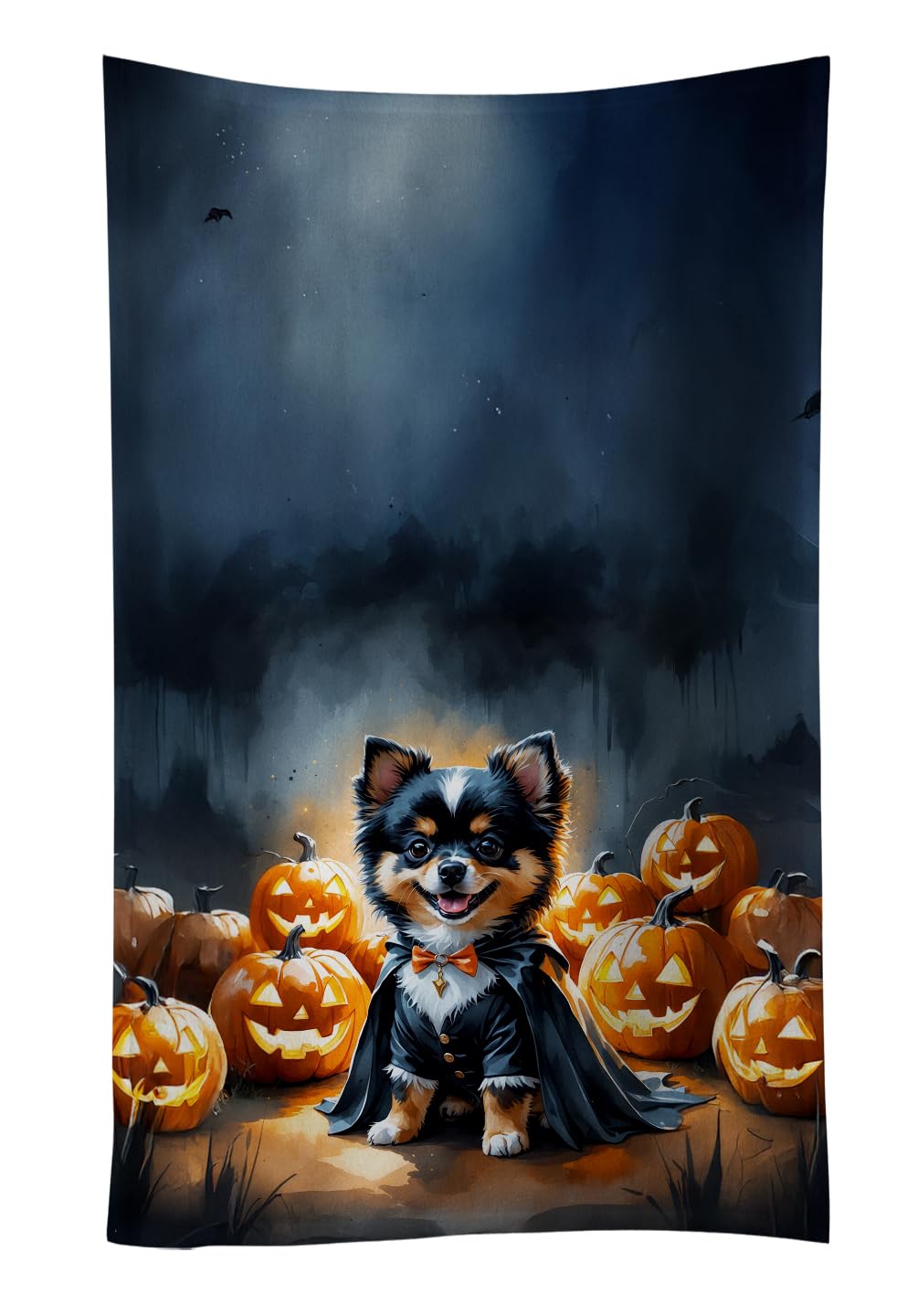 Carolines Treasures Balck and Tan Pomeranian Puppy Halloween Kitchen Towel Dish Cloths Guest Hand Towel Decorative Bathroom Towel for Face,Tea, Dishcloth, Kitchen and Bath