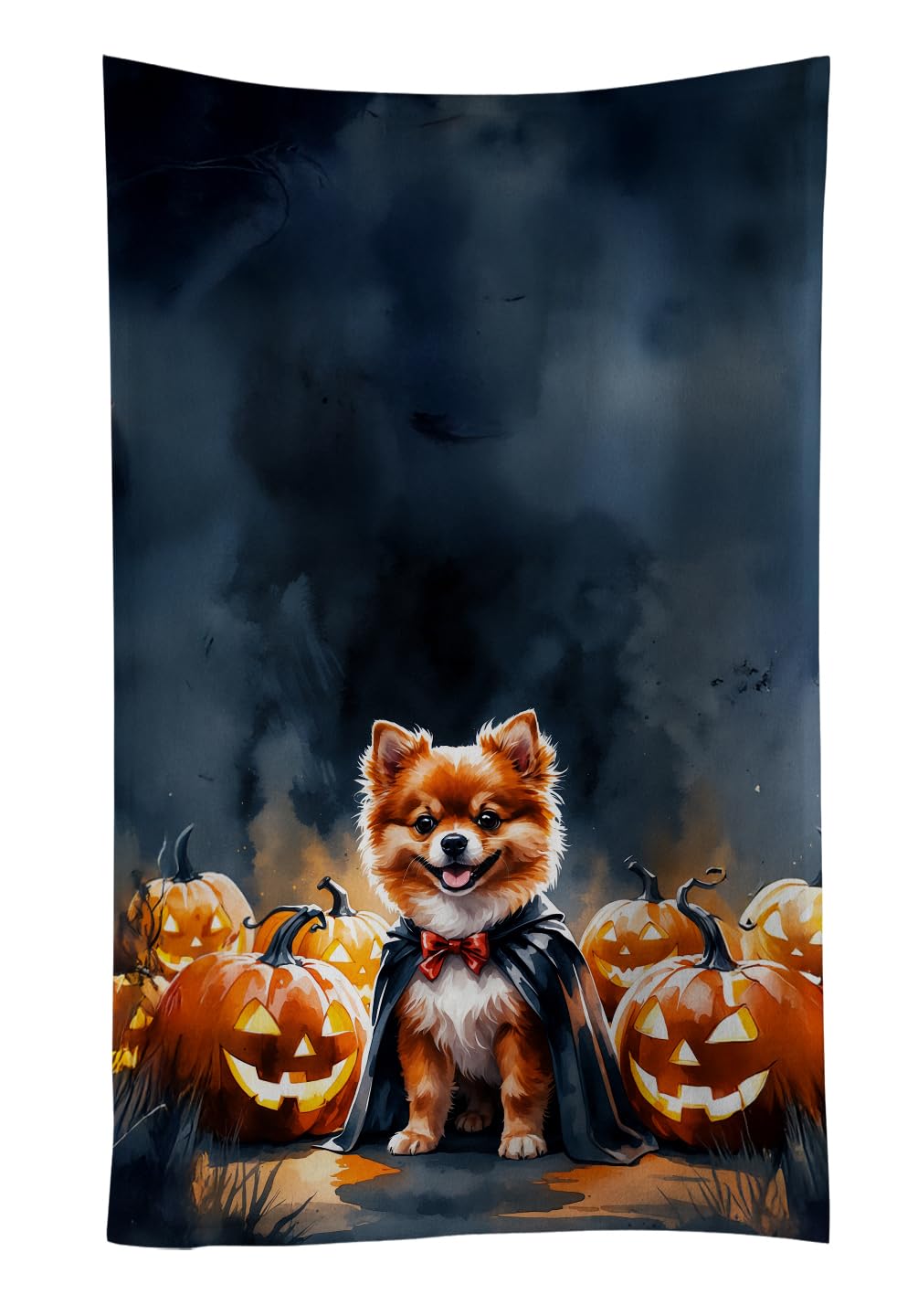 Carolines Treasures Pomeranian Puppy Halloween Kitchen Towel Dish Cloths Guest Hand Towel Decorative Bathroom Towel for Face,Tea, Dishcloth, Kitchen and Bath