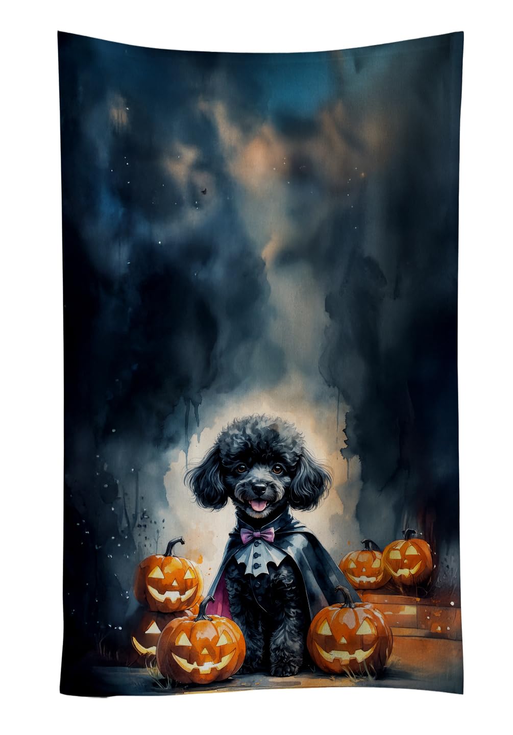 Carolines Treasures Black Poodle Puppy Halloween Kitchen Towel Dish Cloths Guest Hand Towel Decorative Bathroom Towel for Face,Tea, Dishcloth, Kitchen and Bath