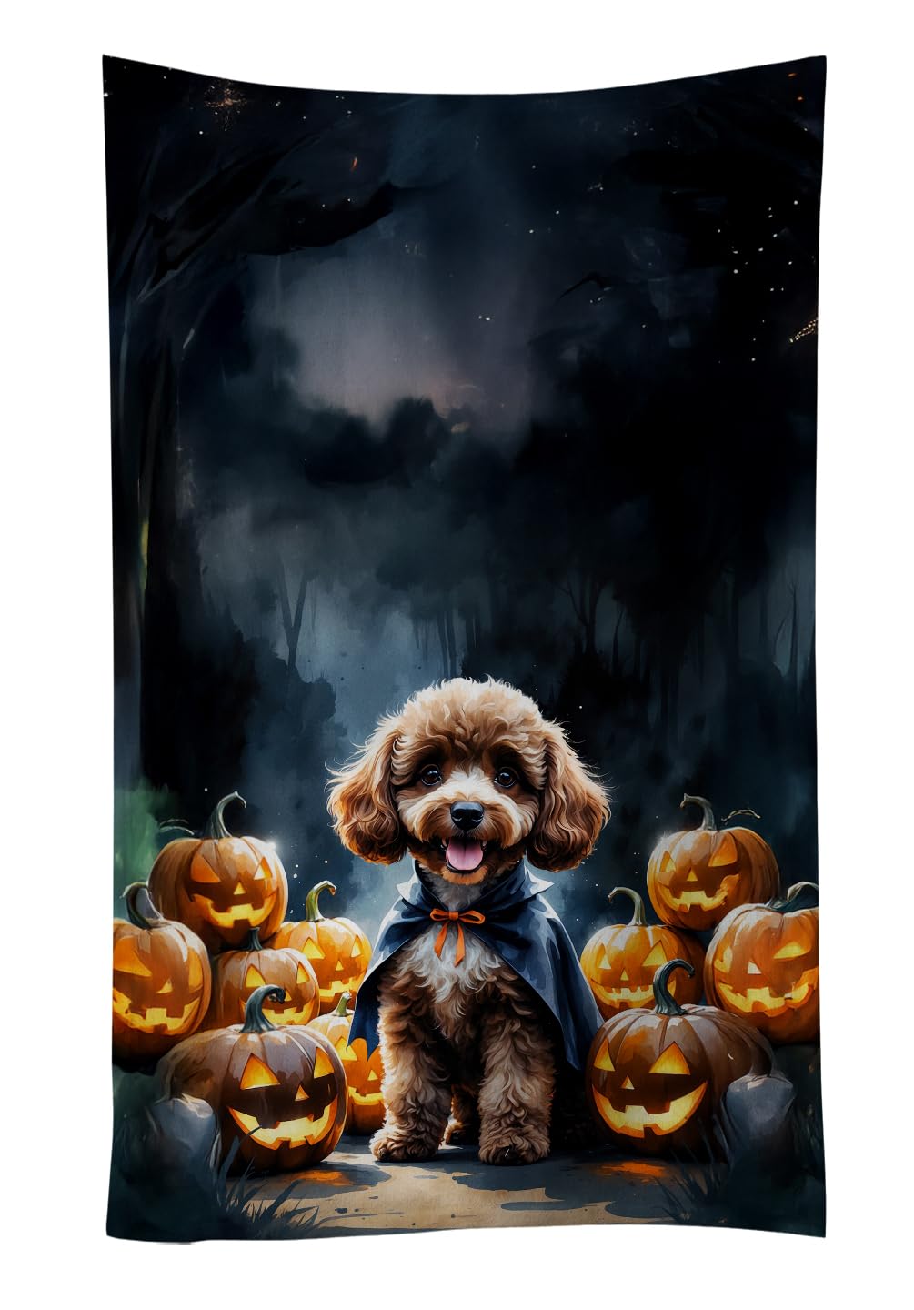 Carolines Treasures Chocolate Poodle Puppy Halloween Kitchen Towel Dish Cloths Guest Hand Towel Decorative Bathroom Towel for Face,Tea, Dishcloth, Kitchen and Bath