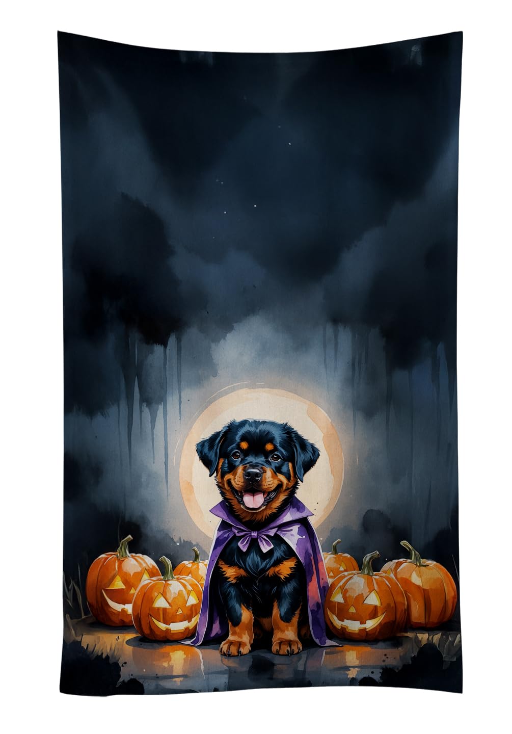 Carolines Treasures Rottweiler Puppy Halloween Kitchen Towel Dish Cloths Guest Hand Towel Decorative Bathroom Towel for Face,Tea, Dishcloth, Kitchen and Bath