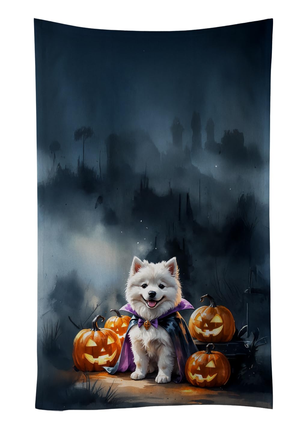Carolines Treasures Samoyed Puppy Halloween Kitchen Towel Dish Cloths Guest Hand Towel Decorative Bathroom Towel for Face,Tea, Dishcloth, Kitchen and Bath