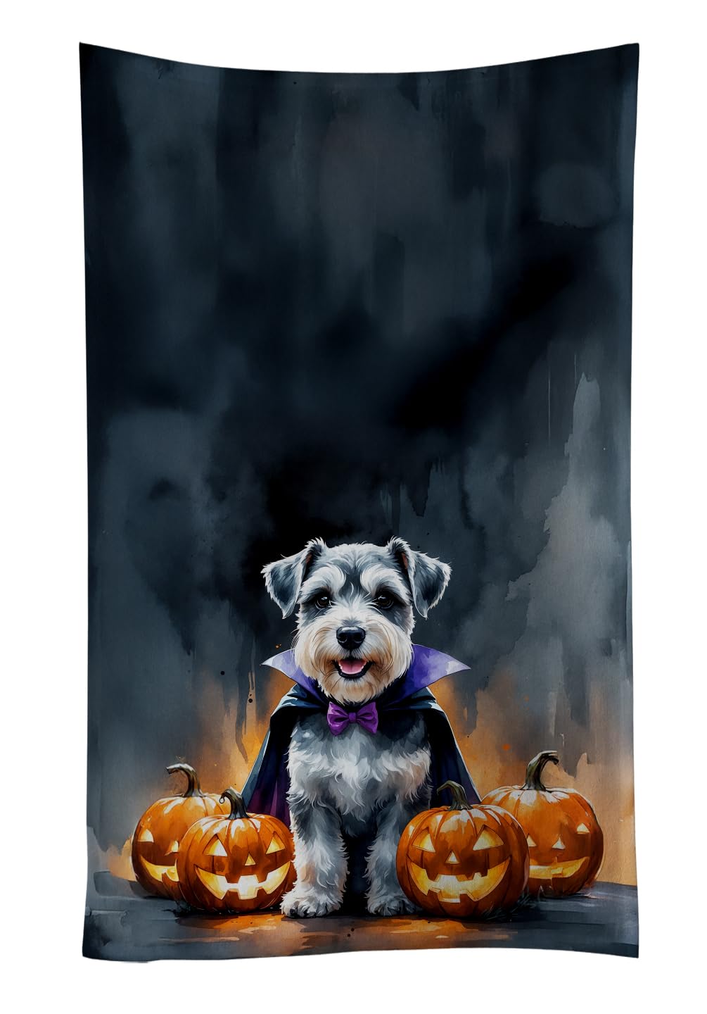 Carolines Treasures Schnauzer Puppy Halloween Kitchen Towel Dish Cloths Guest Hand Towel Decorative Bathroom Towel for Face,Tea, Dishcloth, Kitchen and Bath