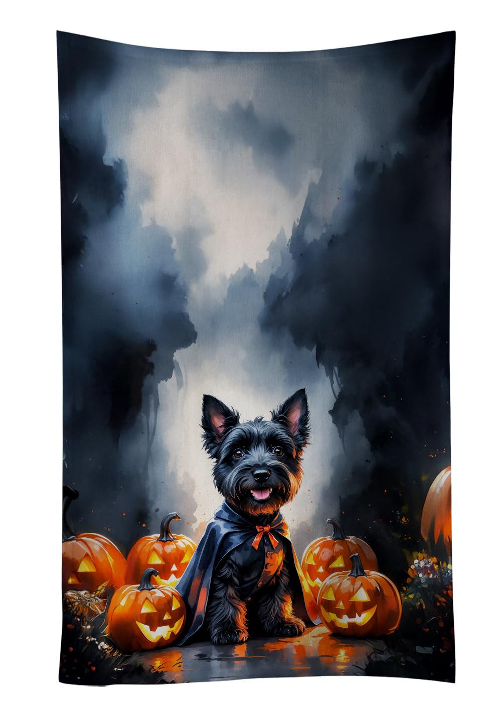 Carolines Treasures Scottish Terrier Puppy Halloween Kitchen Towel Dish Cloths Guest Hand Towel Decorative Bathroom Towel for Face,Tea, Dishcloth, Kitchen and Bath