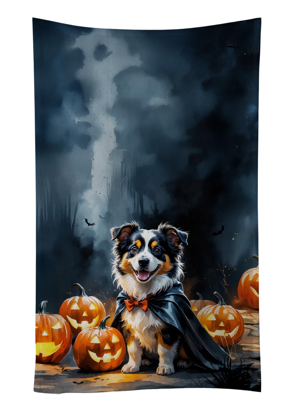 Carolines Treasures Sheltie Puppy Halloween Kitchen Towel Dish Cloths Guest Hand Towel Decorative Bathroom Towel for Face,Tea, Dishcloth, Kitchen and Bath