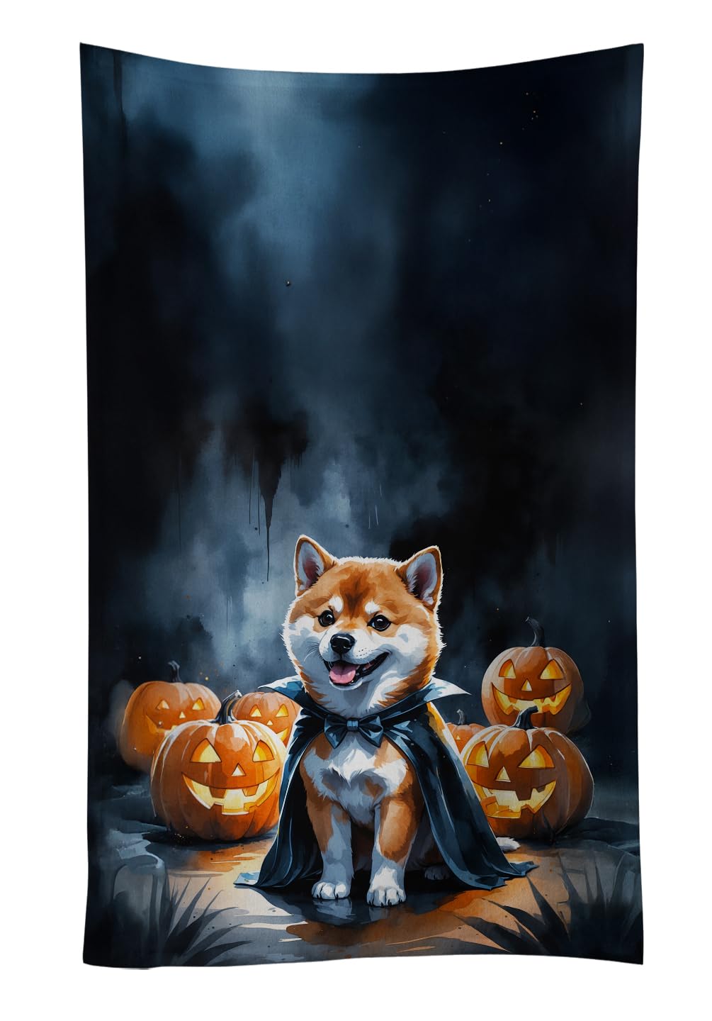 Carolines Treasures Shiba Inu Puppy Halloween Kitchen Towel Dish Cloths Guest Hand Towel Decorative Bathroom Towel for Face,Tea, Dishcloth, Kitchen and Bath