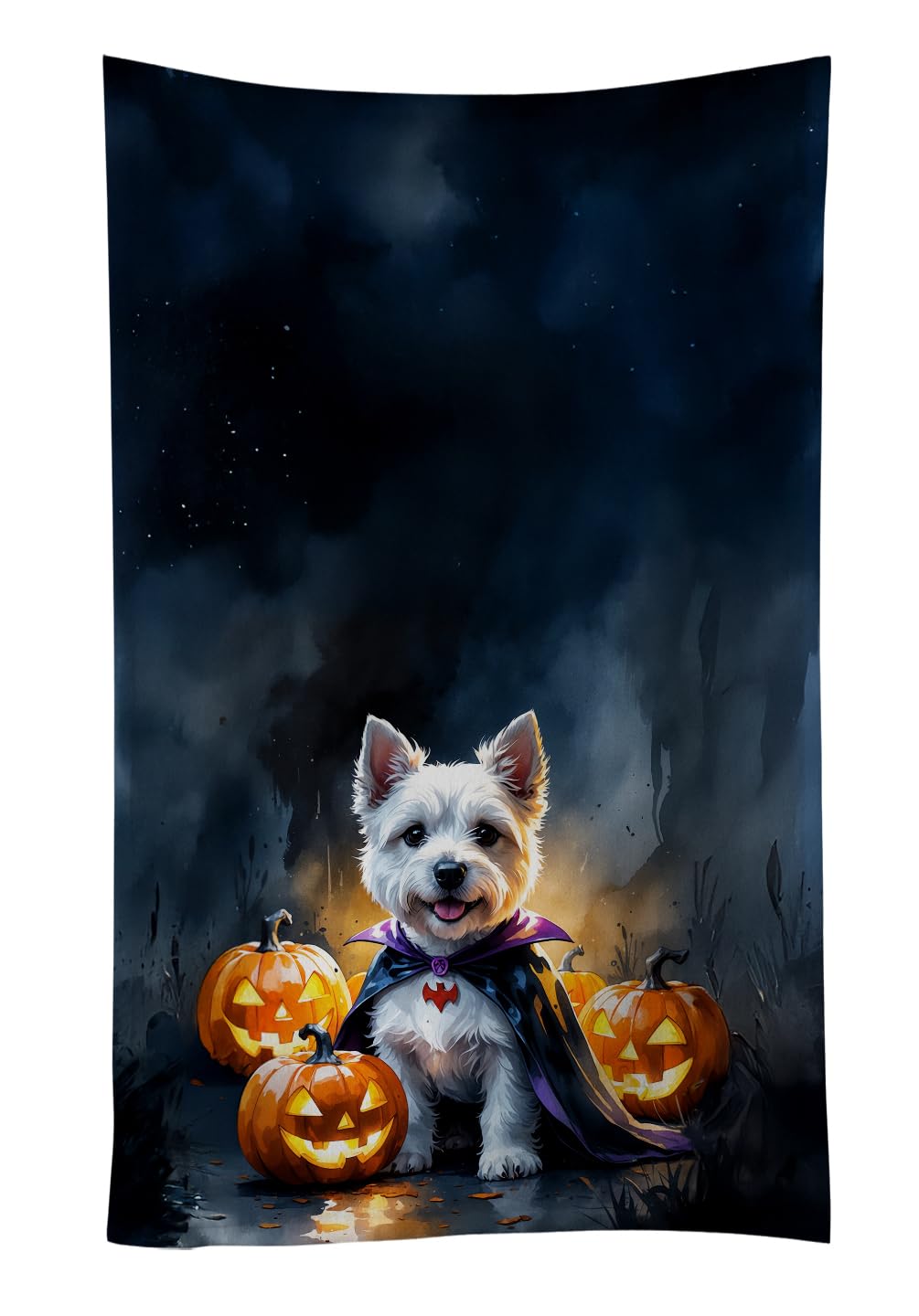 Carolines Treasures Westie Spaniel Puppy Halloween Kitchen Towel Dish Cloths Guest Hand Towel Decorative Bathroom Towel for Face,Tea, Dishcloth, Kitchen and Bath