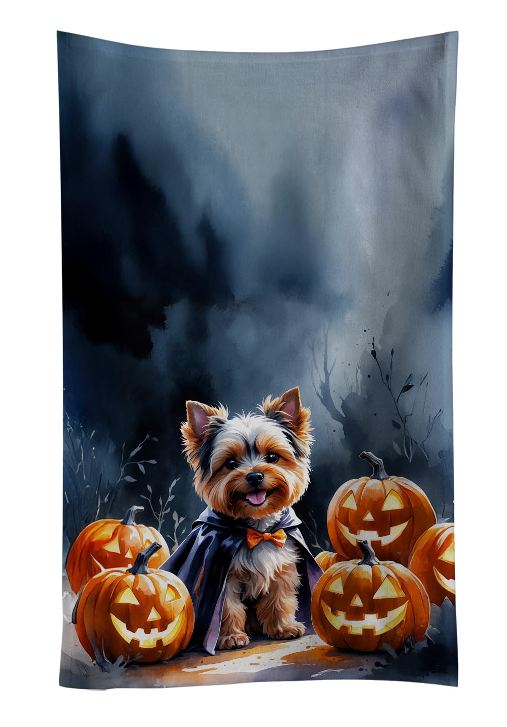 Carolines Treasures Yorkshire Terrier Puppy Halloween Kitchen Towel Dish Cloths Guest Hand Towel Decorative Bathroom Towel for Face,Tea, Dishcloth, Kitchen and Bath