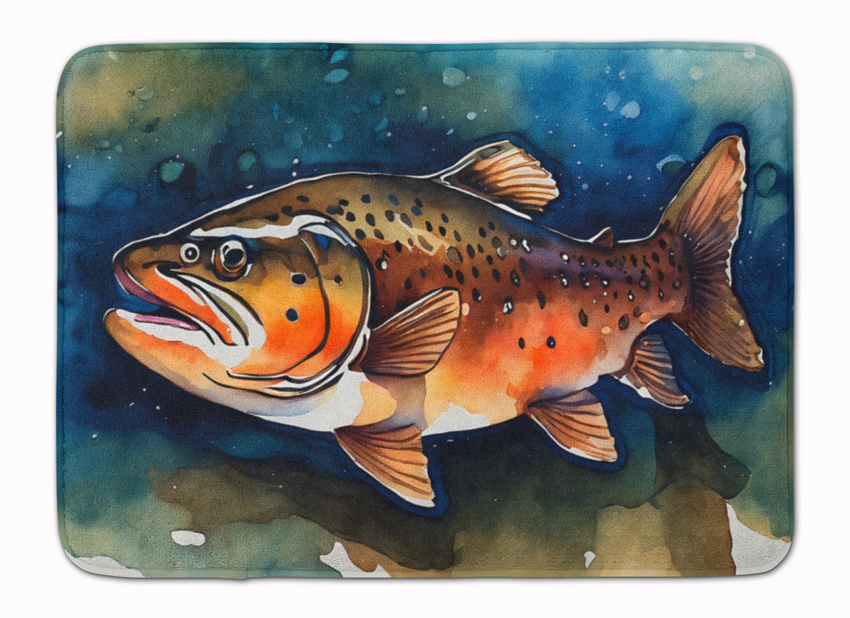 Carolines Treasures Brown Trout Memory Foam Kitchen Mat Machine Washable Anti-Fatigue Mat Cushion Comfort Bath Mat or Kitchen Rug