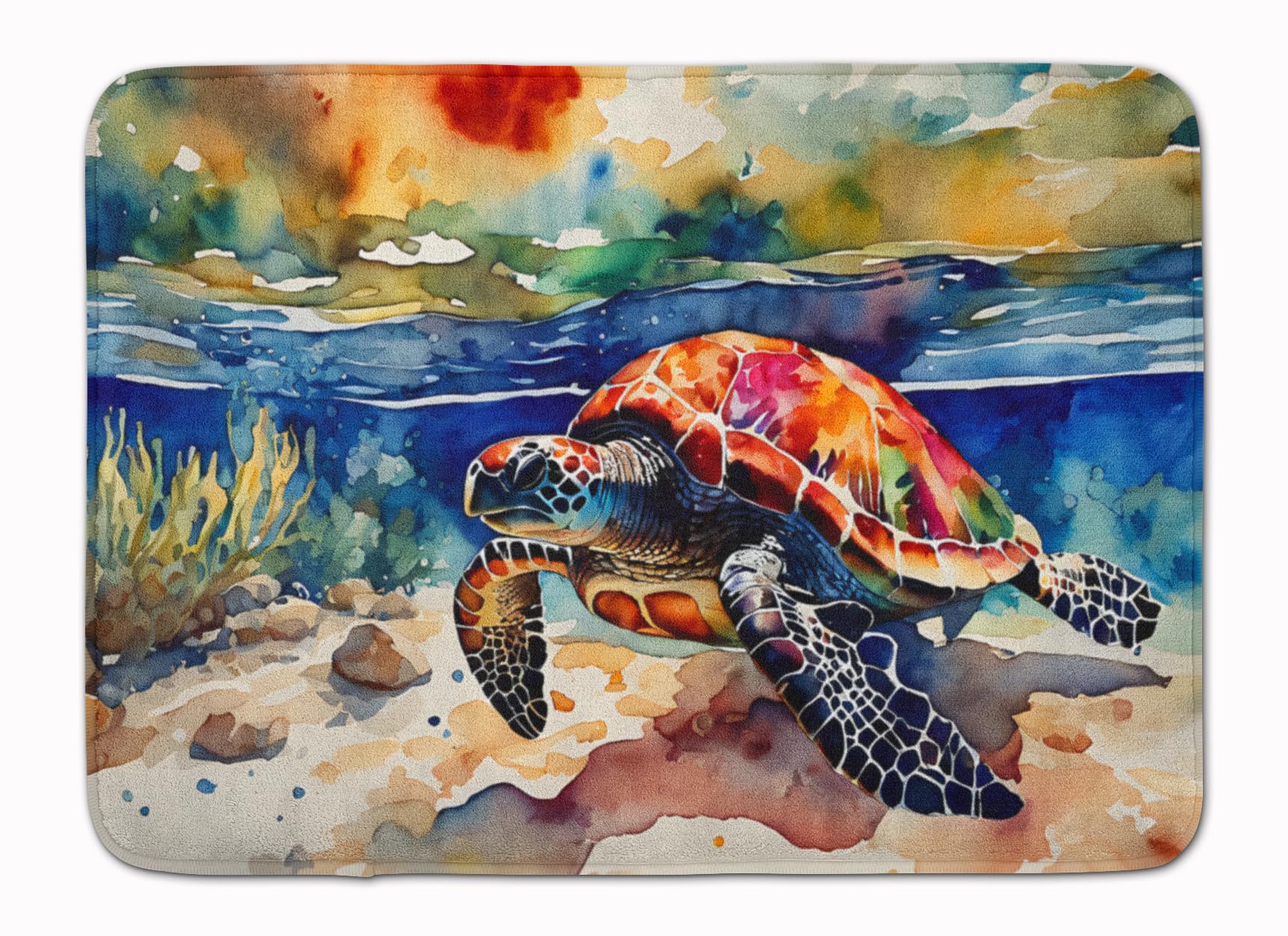 Carolines Treasures Loggerhead Sea Turtle Memory Foam Kitchen Mat Machine Washable Anti-Fatigue Mat Cushion Comfort Bath Mat or Kitchen Rug