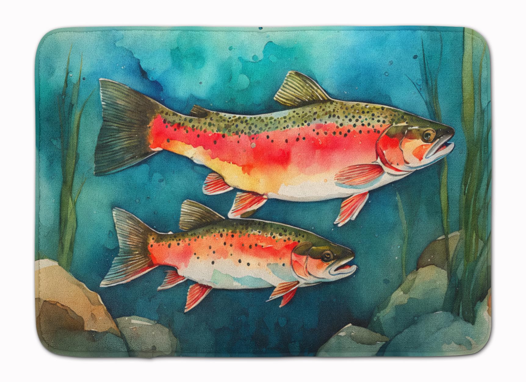 Carolines Treasures Trout Memory Foam Kitchen Mat Machine Washable Anti-Fatigue Mat Cushion Comfort Bath Mat or Kitchen Rug