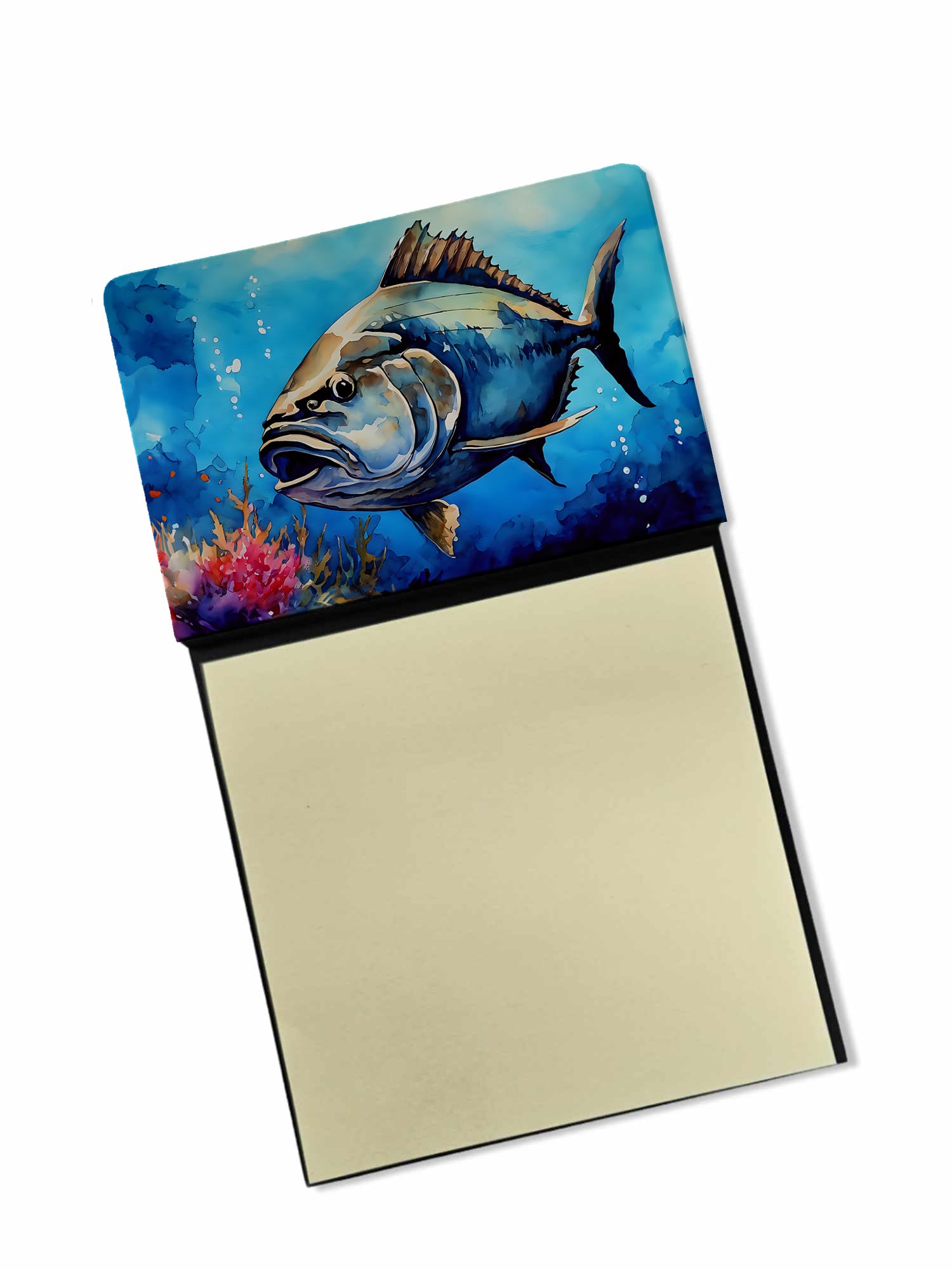 Carolines Treasures Bluefin Tuna Sticky Note Holder Refillable Dispenser Self-Sticky Note Pads, Memo Pads Blank Desk Accessories