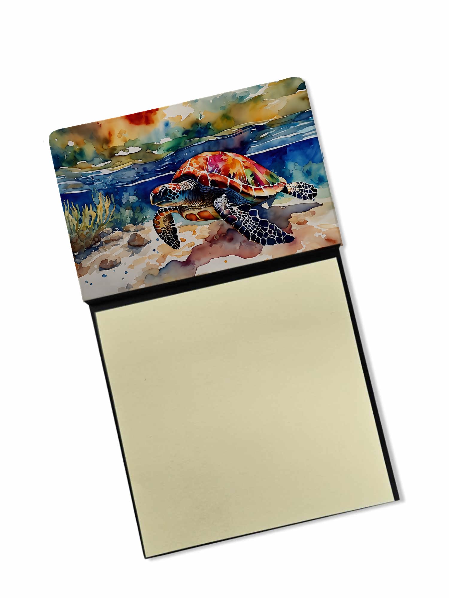 Carolines Treasures Loggerhead Sea Turtle Sticky Note Holder Refillable Dispenser Self-Sticky Note Pads, Memo Pads Blank Desk Accessories