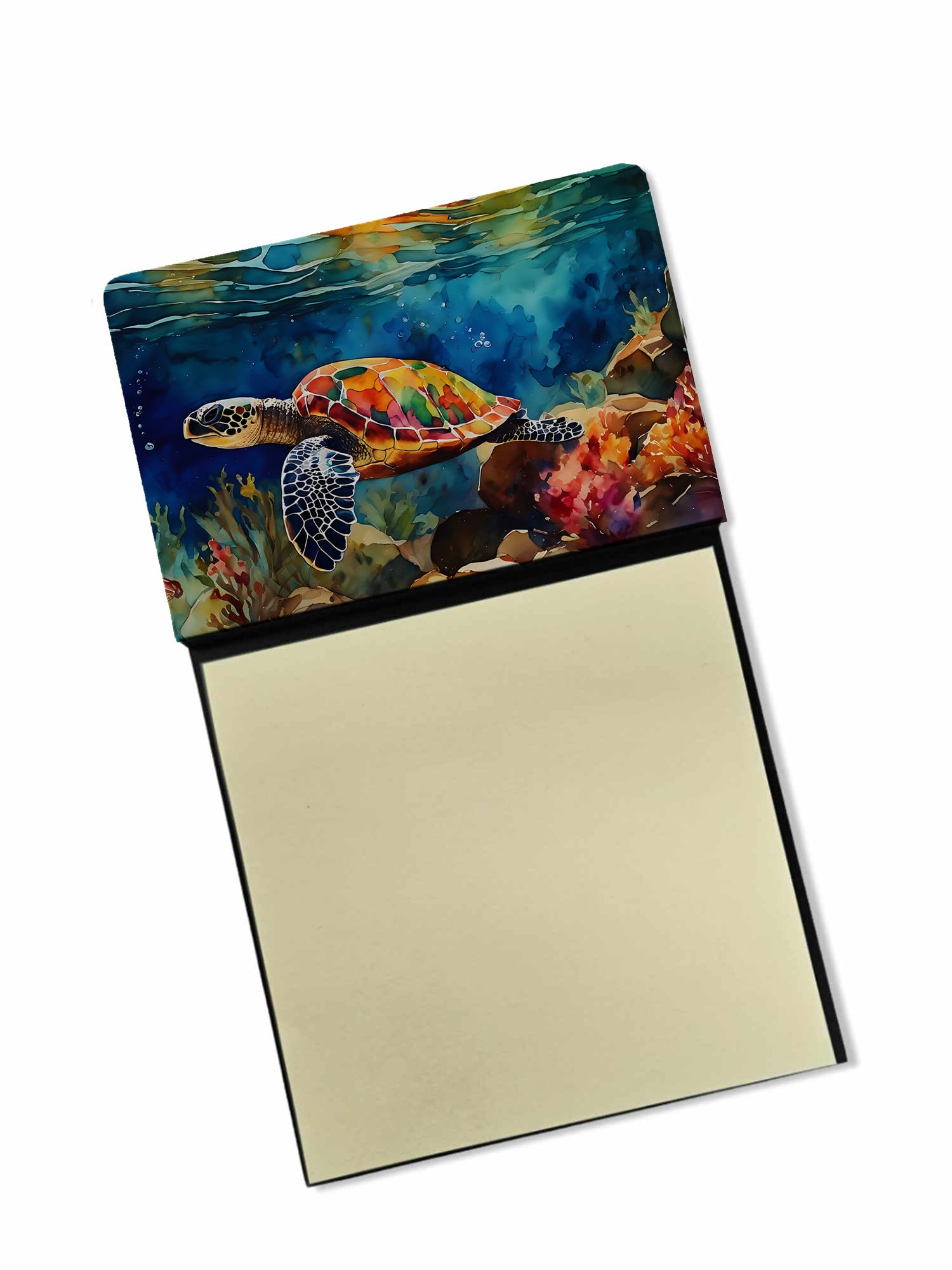 Carolines Treasures Loggerhead Sea Turtle Sticky Note Holder Refillable Dispenser Self-Sticky Note Pads, Memo Pads Blank Desk Accessories