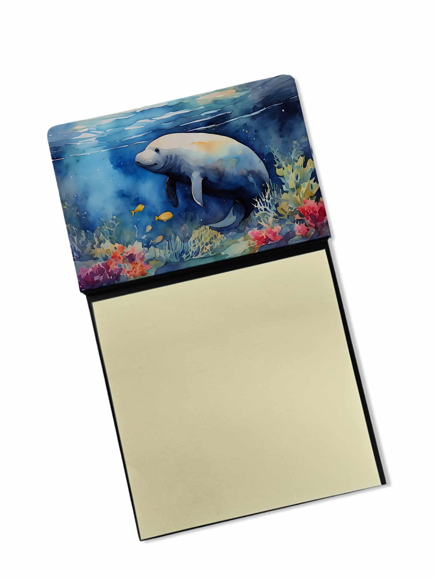 Carolines Treasures Manatee Sticky Note Holder Refillable Dispenser Self-Sticky Note Pads, Memo Pads Blank Desk Accessories