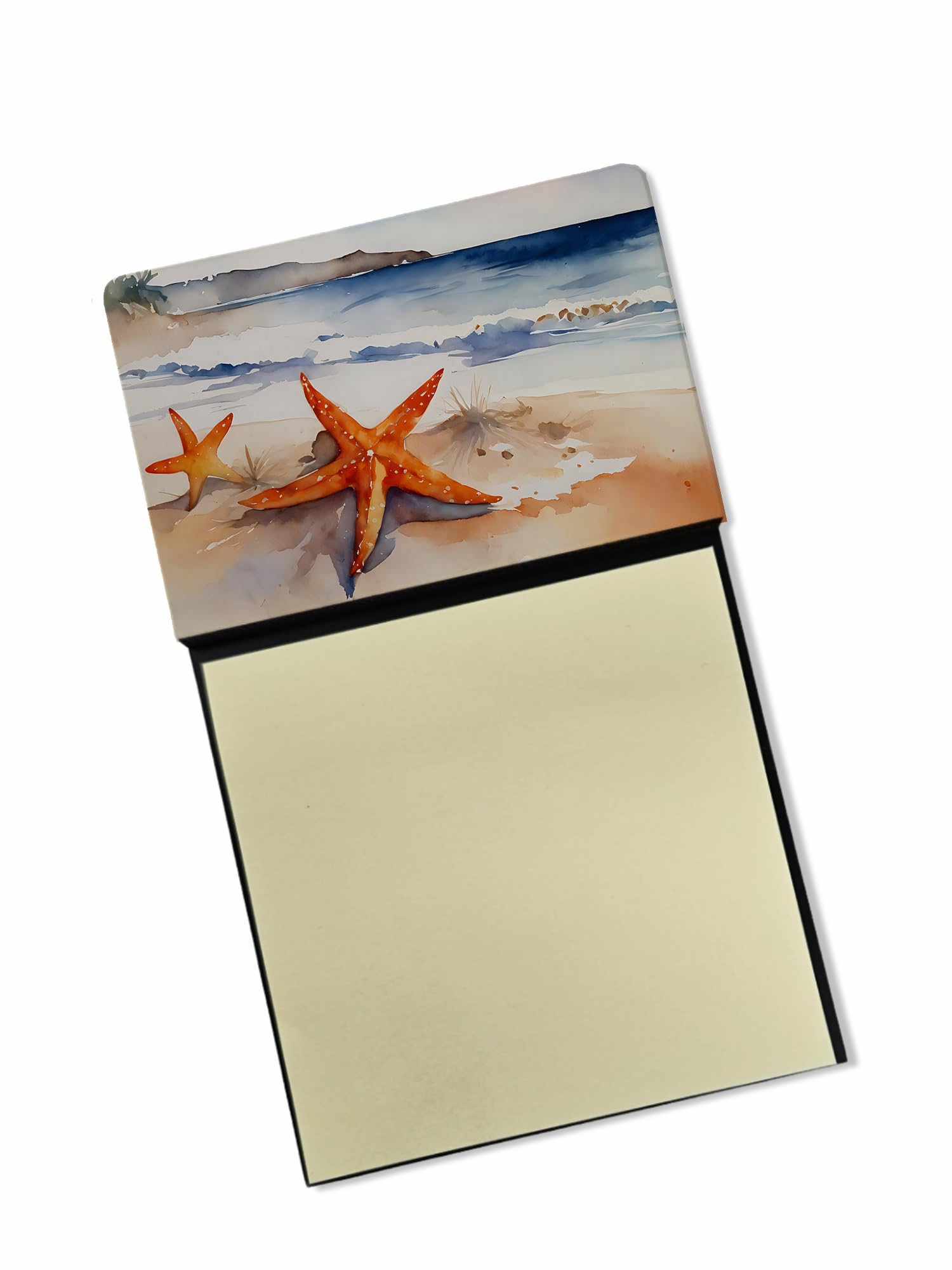 Carolines Treasures Starfish Sticky Note Holder Refillable Dispenser Self-Sticky Note Pads, Memo Pads Blank Desk Accessories