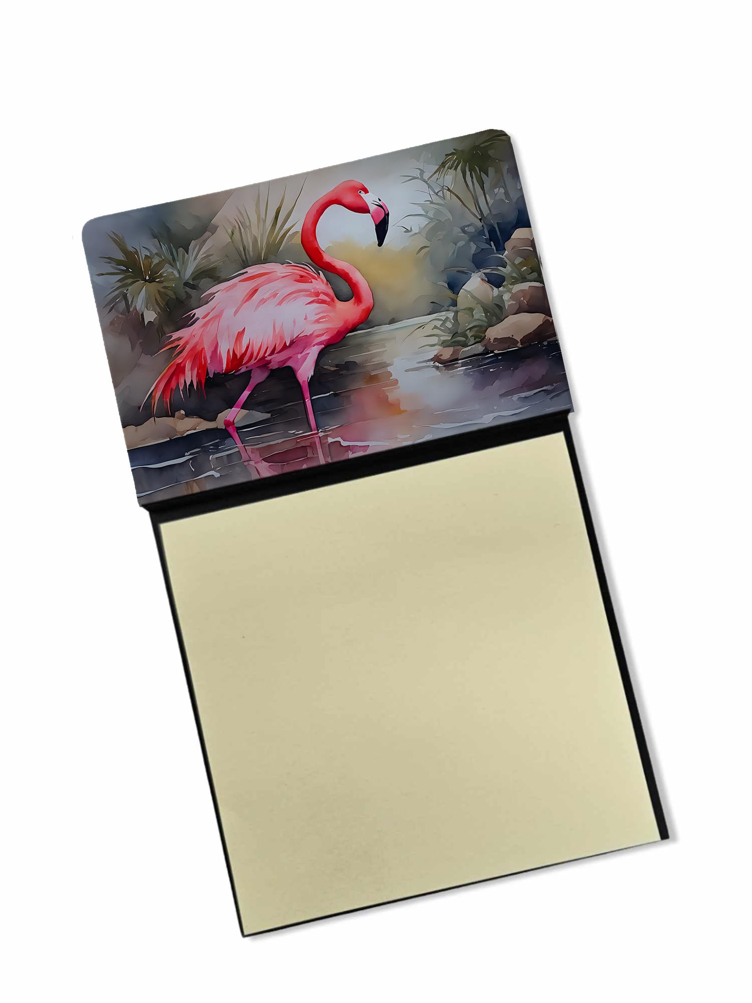 Carolines Treasures Flamingo Sticky Note Holder Refillable Dispenser Self-Sticky Note Pads, Memo Pads Blank Desk Accessories