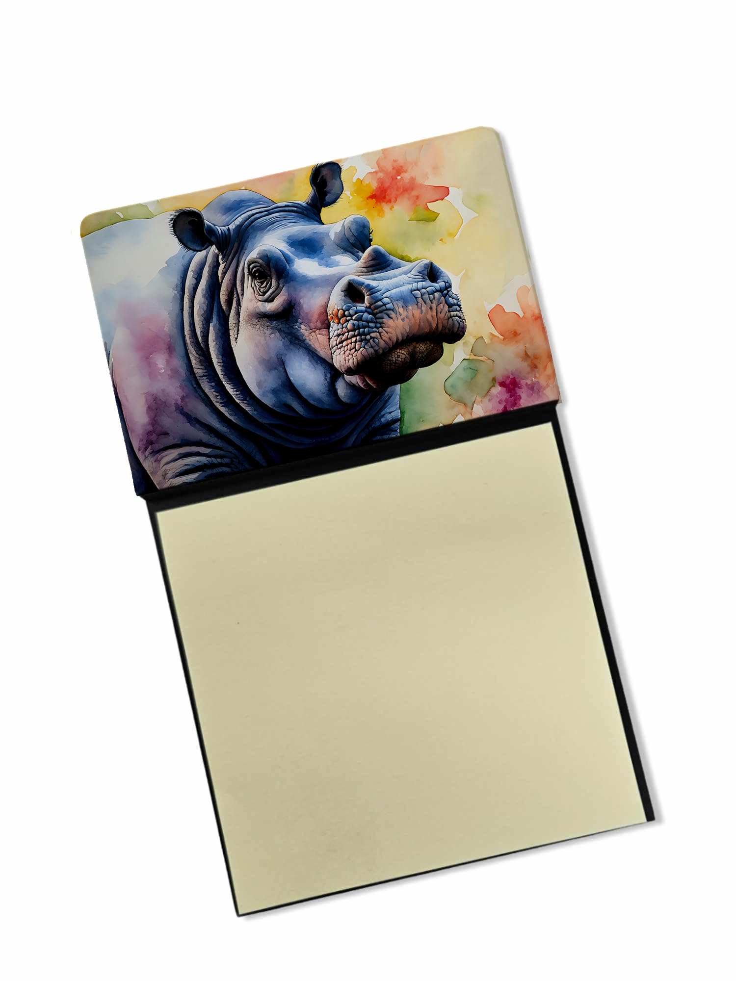 Carolines Treasures Hippopotamus Sticky Note Holder Refillable Dispenser Self-Sticky Note Pads, Memo Pads Blank Desk Accessories