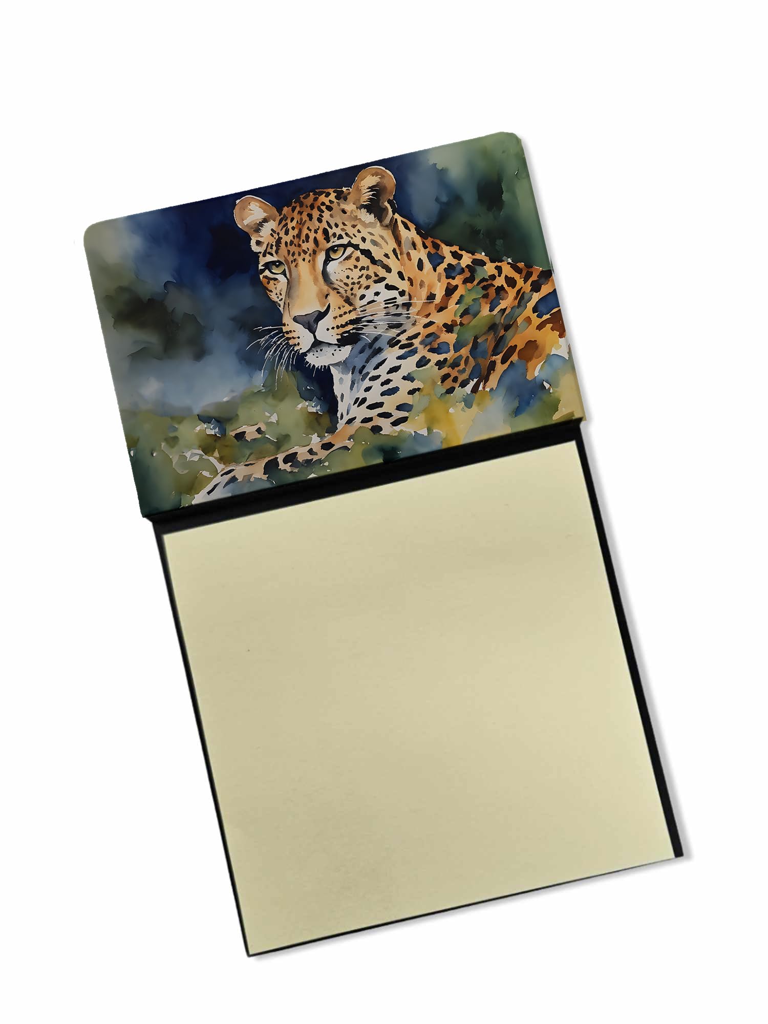 Carolines Treasures Leopard Sticky Note Holder Refillable Dispenser Self-Sticky Note Pads, Memo Pads Blank Desk Accessories